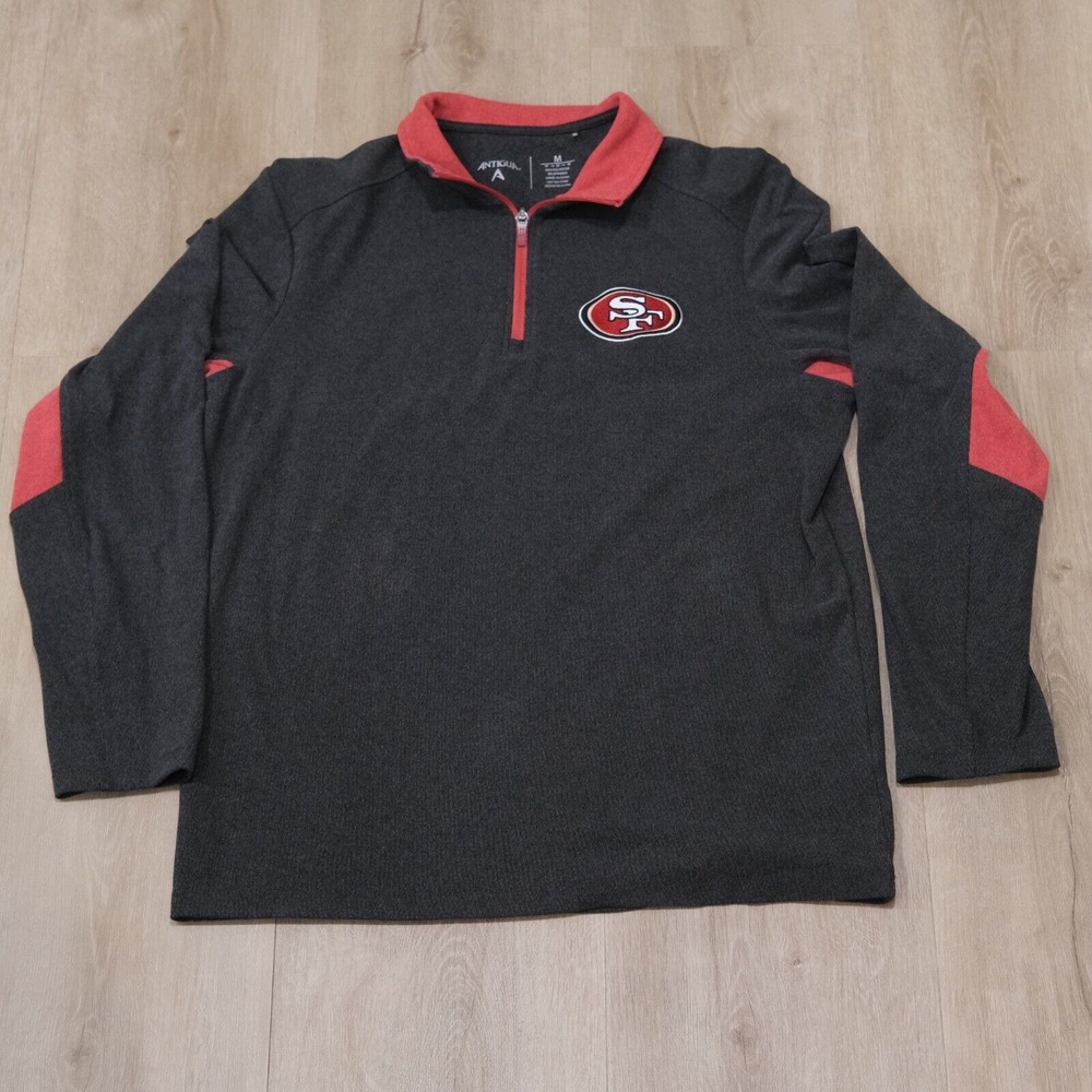 San Francisco 49ers 1/4 Zip Pullover Mens Medium Gray NFL Team Apparel Stretch